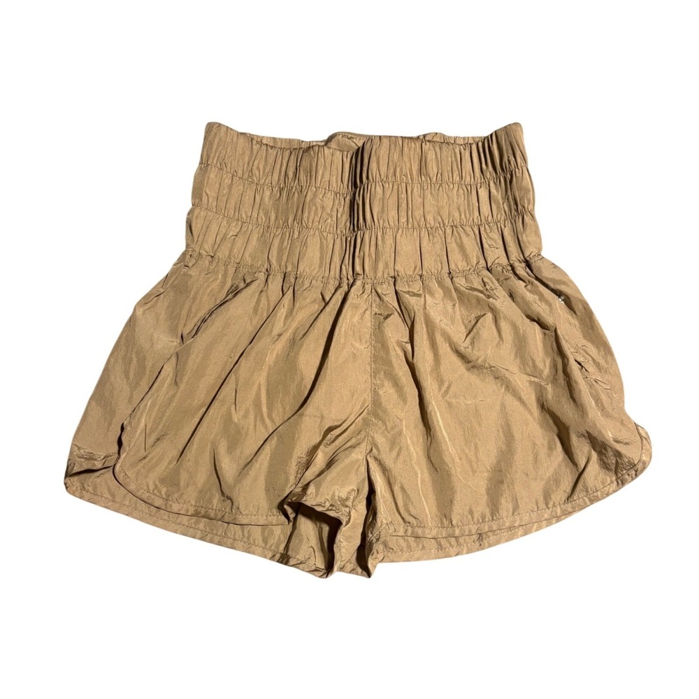 Free People FP Movement The Way Home Shorts Tan Brown‎ High Rise Smocked Small